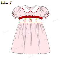 Girl Dress In Pink Hand Embroidered Apple - DR3968