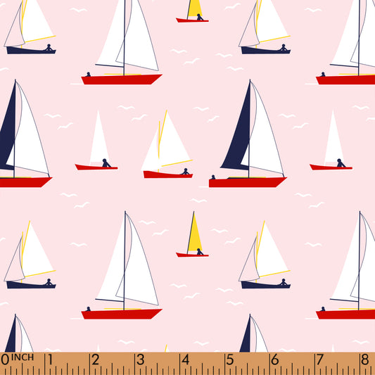 F101- Sail boat in pink pique printing 4.0