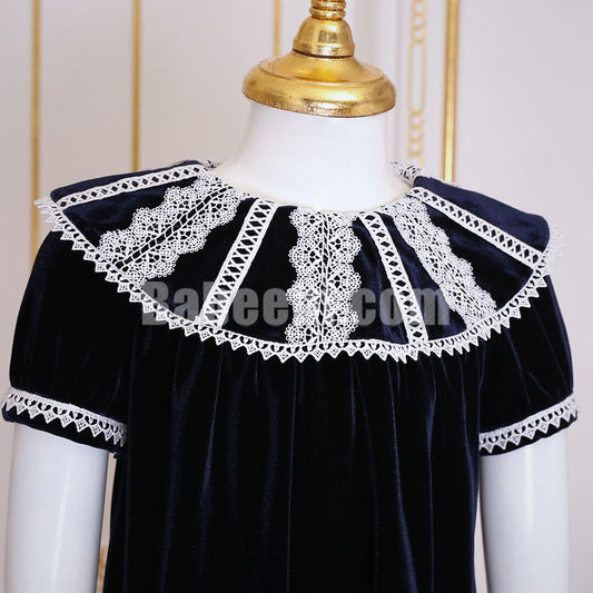 Baby Girl navy velvet dress- DR 2791