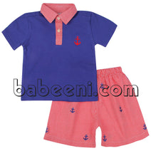 Boy applique polo short set - PL 003