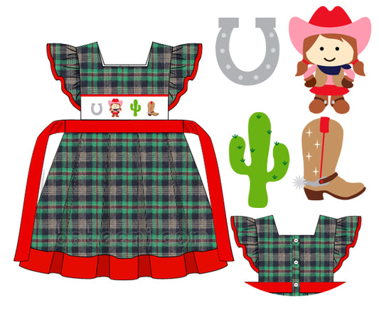 Graceful little cowgirl smocked dress- DR 2963