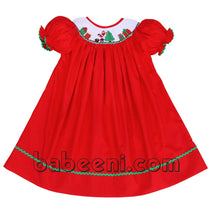 Cute gift and Santa Claus smocked bishop dress - DR 2905