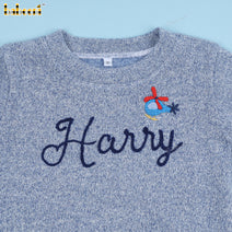 Boy Short In Blue Navy Smocky Custom Name - BC1187