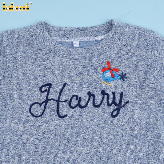 Boy Short In Blue Navy Smocky Custom Name - BC1187