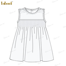 Honeycomb Smocking Sleeveless Dress In White Bow Shoulder For Girl - DR3589