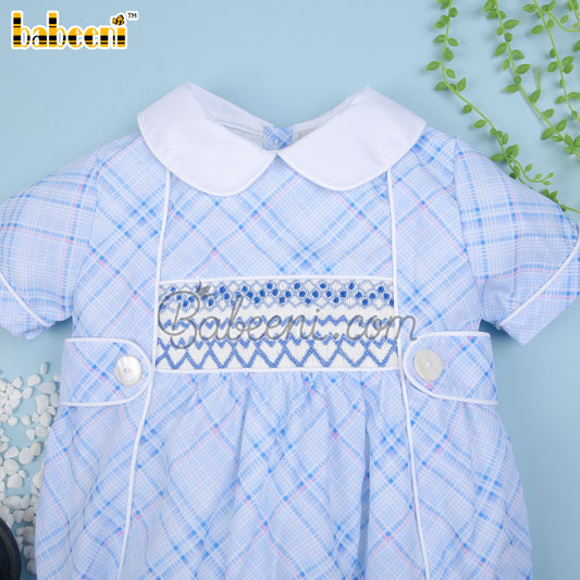 Geometric smocking boy bubble – BC 1079