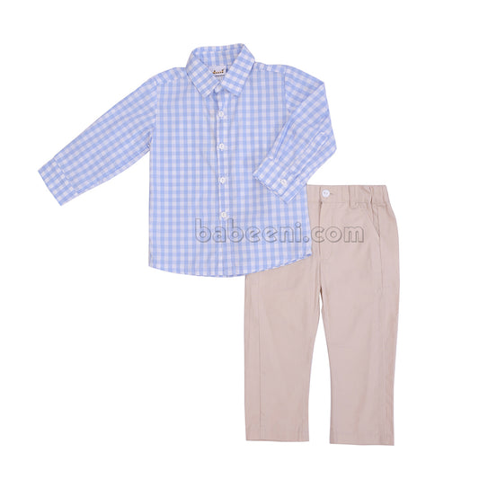 Nice blue gingham boy set - BP 02