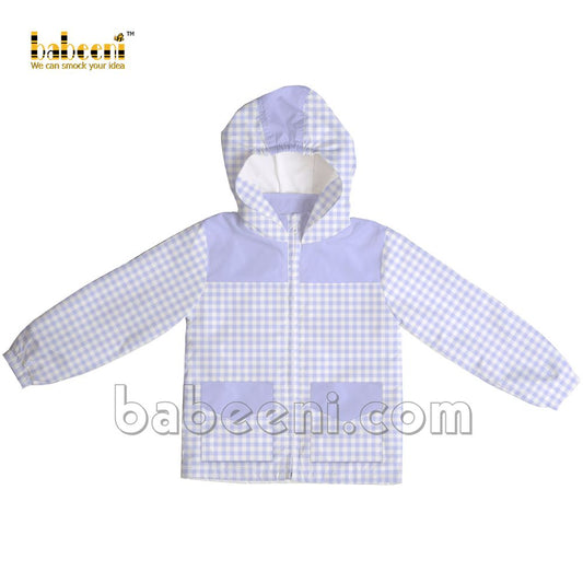 Lovely blue gingham baby boy windbreaker jacket - WJ 13