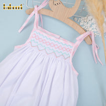 Geometric Smocking Baby Bubble For Girl - DR3540