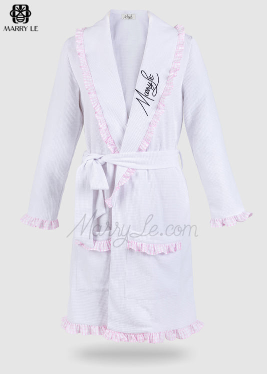 MARRY LE SIGNATURE PINK RUFFLE BATHROBE- MD32