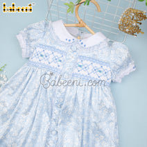 Gorgeous blue baby girls satin floral dress - DR 3500A