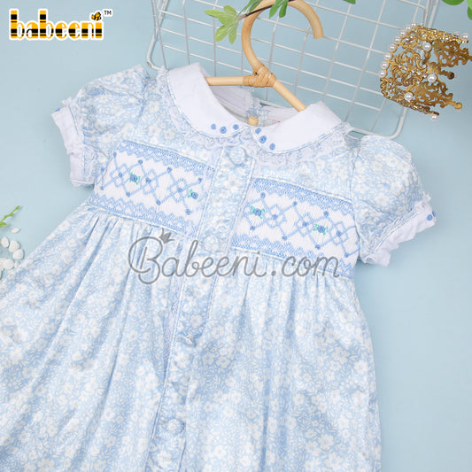 Gorgeous blue baby girls satin floral dress - DR 3500A