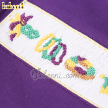 Mardi gras hand smocked boy set clothing  – BC 1031