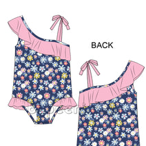 Pretty floral rash guard  one shoulder tankini  - SW 439