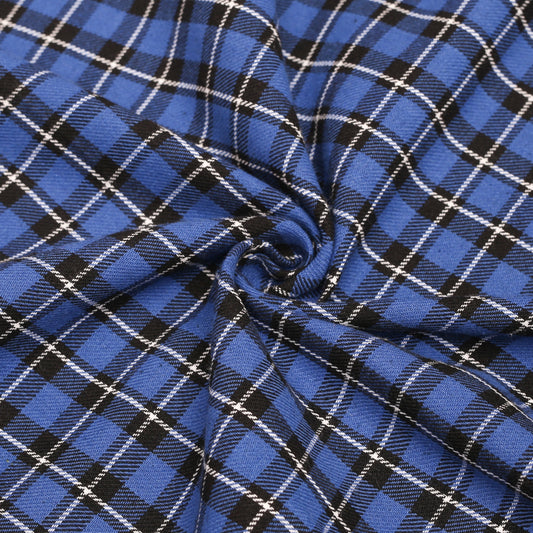 T09- Navy, Black, White Tartan Fabric