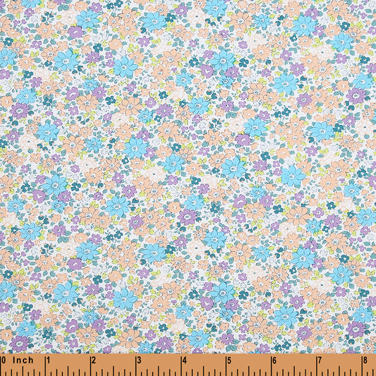 F197- Apricot Illusion, blue floral