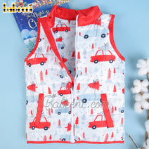 Christmas Car printed quilted coat for Children  – QC 92