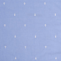 Y41- bunny and cross on blue gingham fabric