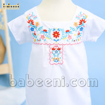 White floral baby dress with square collar – DR 3274