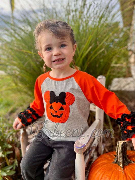 Pumpkin applique shirt