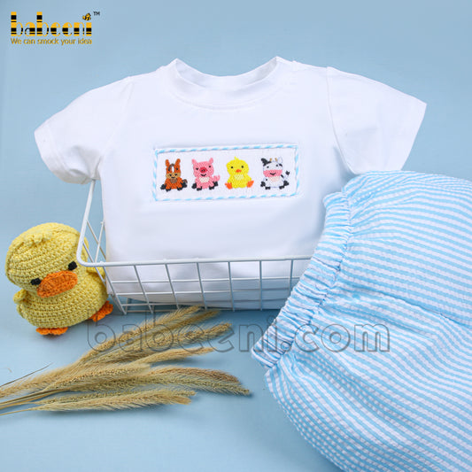 Smocked animal boy clothing - BC 956