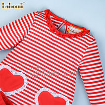 Red heart striped girl set - DR 3076