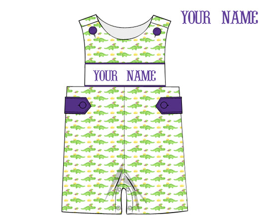 K343- Crown, Alligator in Mardi gras printing 4.0