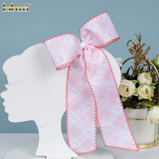 Beautiful pinky grosgrain ribbon girls bow - HB152