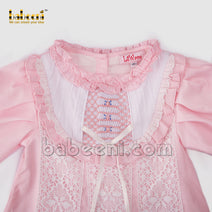 Adorable little girl ruffles smocked pink dress - DR 3239