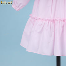 Honeycomb Smocking Dress In Peach Pink For Girl - DR3559