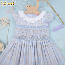 Geometric handmade smocked girl dress - DR 3022