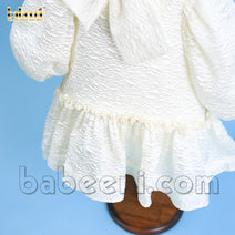 Cream jacquard 3D baby dress – DR 3270