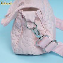 Girl Bag In Peach Pink Windbreaker Fabric Embroidery Pattern - KB76