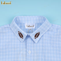 Boy Shirt In Blue With Rugby Ball Embroidered - BC1240