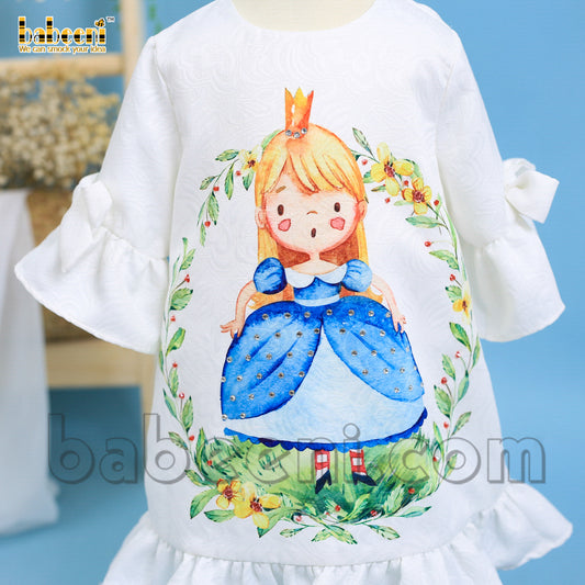 Luxurious princess printed baby dress - DR 3259