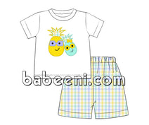 Pineapple appliqued set for little boy - BC 775