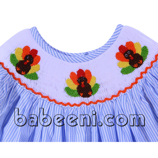 Lovely turkey hand smocked dress for little girl - DR 2241