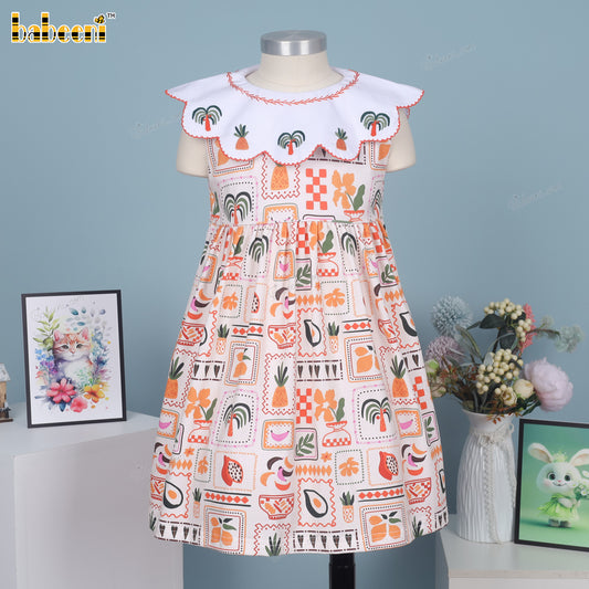 Girl dress knit 4.0 print with tropical pattern - DR4173