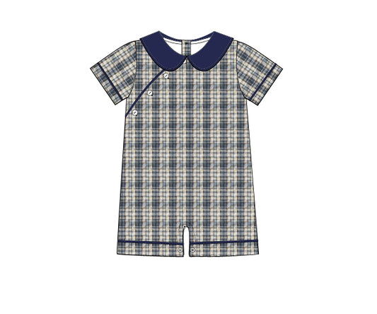 XB20- Navy plaid seersucker