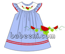 Beautiful blue watermelon smocked dress - DR 2585