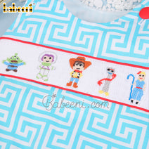 Cartoon character hand smocked boy bubble - BC1154