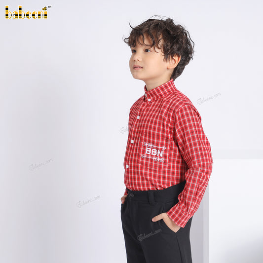 Boy Shirt In Red And Logo Embroidered - BC1242