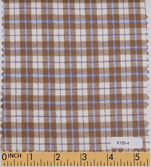 T12- Brown, White Tartan Fabric