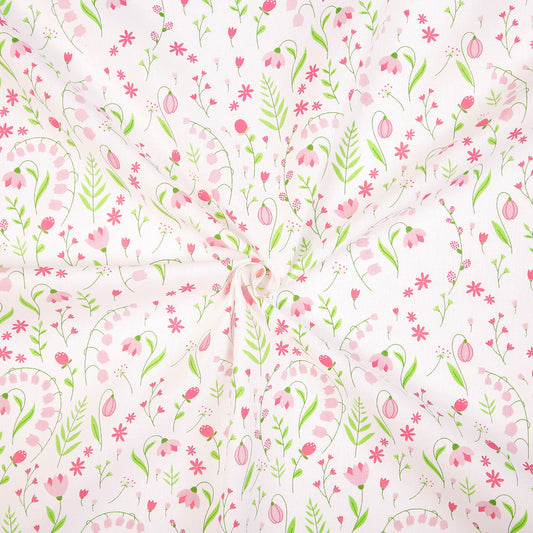 F109- pink lily floral fabric