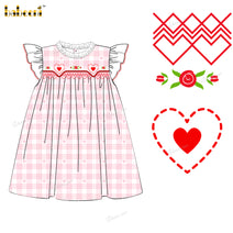 Girl Hand Smocked Dress Red Heart Dress In Pink - DR3856