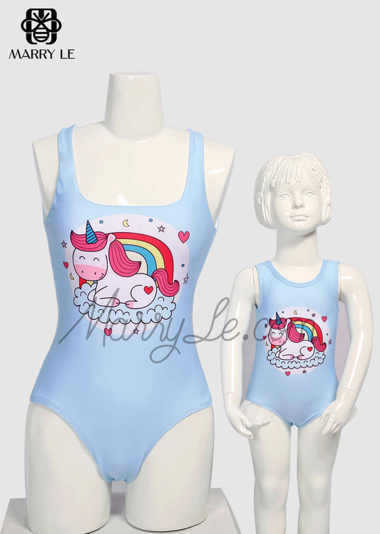 MATCHING UNICORN PRINT MOMMY AND ME SWIMWEAR - MD495