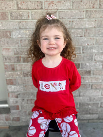 2-Piece Set Baseball Theme Smocked