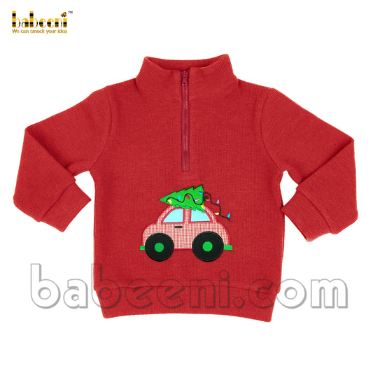 Car applique children cardigan - ST 048