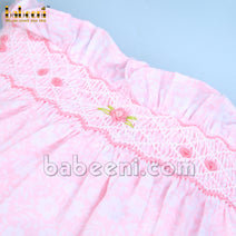 Hand smock pink gingham diaper cover for baby girl - DR 3314