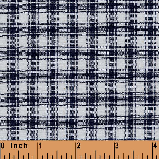 XB43- Navy plaid seersucker